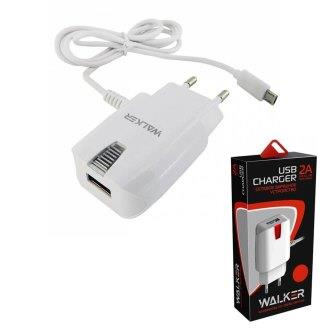 СЗУ WALKER micro USB (2A)+USB WH-22 white