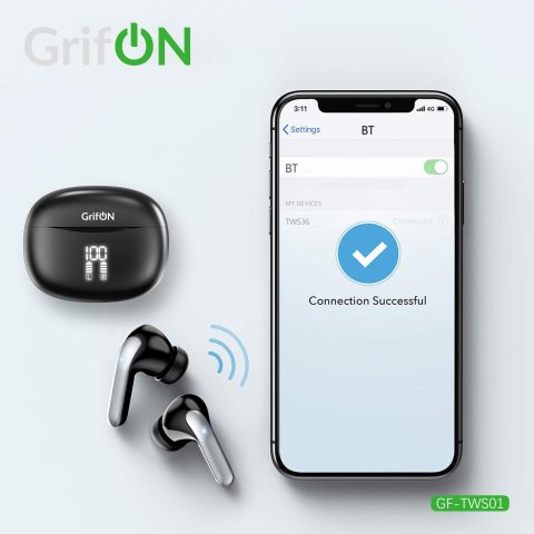 Наушники GrifON GF-TWS01 ANC+ENC BT5.3 black